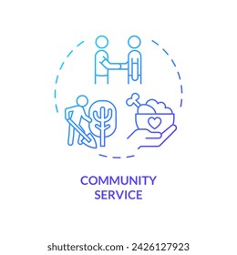 2D gradient community service icon, creative isolated vector, thin line illustration representing extracurricular activities.