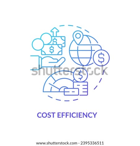 2D gradient cost efficiency icon, isolated vector, foreign direct investment thin line illustration.