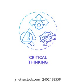 2D gradient critical thinking icon, isolated vector, AI engineer creative thin line illustration