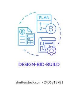 Icono de generación de puja de diseño de gradiente 2D, vector aislado simple, ilustración de línea delgada de coste de construcción.