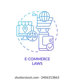 2D gradient e-commerce laws icon, simple isolated vector, cyber law thin line illustration.