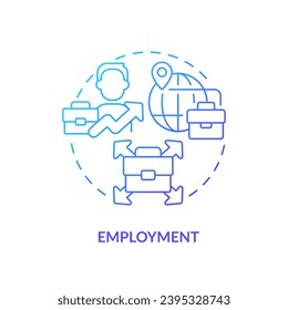 2D gradient employment icon, isolated vector, foreign direct investment thin line illustration.