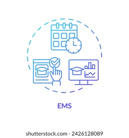 2D gradient EMS icon, creative isolated vector, thin line illustration representing extracurricular activities.