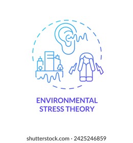 2D gradient environmental stress theory icon, creative isolated vector, thin line illustration representing environmental psychology.