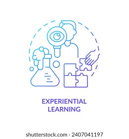 2D gradient experiential learning icon, simple vector, thin line illustration representing learning theories.
