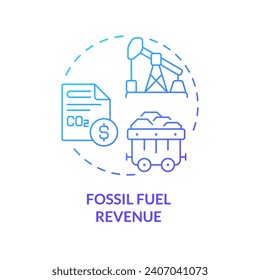 2D gradient fossil fuel revenue icon, simple isolated vector, climate metrics thin line illustration.