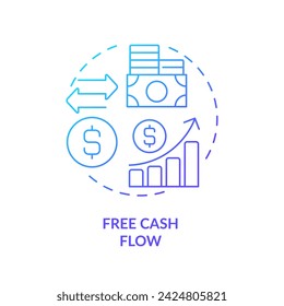 2D-Gradienten-Free-Cash-Flow-Symbol, einfacher isolierter Vektor, blaue dünne Linie-Illustration, die Cashflow-Management darstellt.