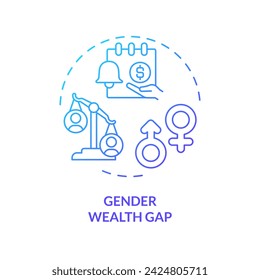 2D gradient gender wealth gap icon, isolated creative vector, thin line illustration representing pink tax.