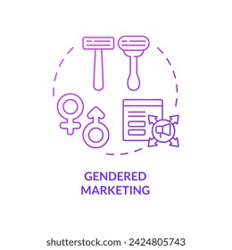 2D gradient gendered marketing icon, isolated creative vector, thin line illustration representing pink tax.