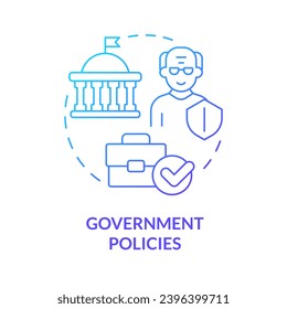 2D Farbverlauf-Regierung Richtlinien dünne Linie Symbol Konzept, einzelne Vektorgrafik, blaue Abbildung, die den Ruhestand repräsentiert.