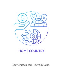 2D gradient home country icon, isolated vector, foreign direct investment thin line illustration.