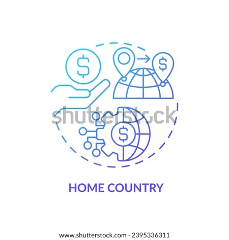 2D gradient home country icon, isolated vector, foreign direct investment thin line illustration.