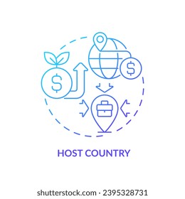 2D gradient host country icon, isolated vector, foreign direct investment thin line illustration.