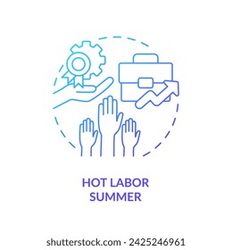 2D gradient hot labor summer icon, simple isolated vector, thin line illustration representing workplace trends.