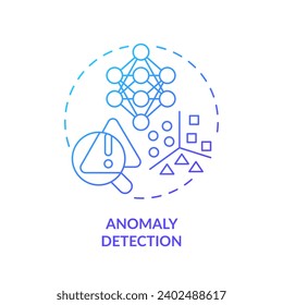 2D gradient icon anomaly detection concept, isolated vector, predictive maintenance thin line illustration.