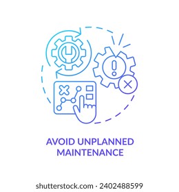 2D gradient icon avoid unplanned maintenance concept, isolated vector, predictive maintenance thin line illustration.