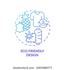 2D gradient icon eco friendly design concept, simple isolated vector, sustainable fashion thin line blue illustration.