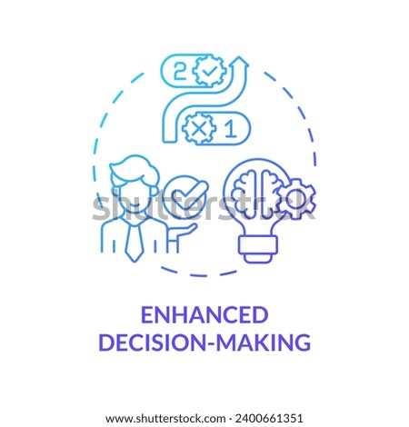 2D gradient icon enhanced decision making concept, isolated vector, mindful entrepreneurship thin line illustration.
