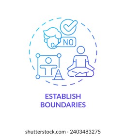 Icono de gradiente 2D que establece límites, vector aislado, ilustración que representa a niños con problemas de salud.