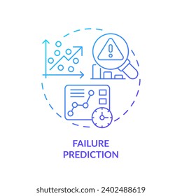 2D gradient icon failure prediction concept, isolated vector, predictive maintenance thin line illustration.