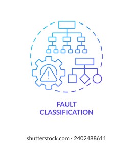 2D gradient icon fault classification concept, isolated vector, predictive maintenance thin line illustration.