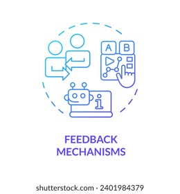 2D Farbverlauf-Symbol-Feedback-Mechanismus Konzept, einfache einzelne Vektorgrafik, MOOC blauen dünnen Linie Illustration.