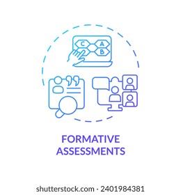 2D gradient icon formative assessments concept, simple isolated vector, MOOC blue thin line illustration.