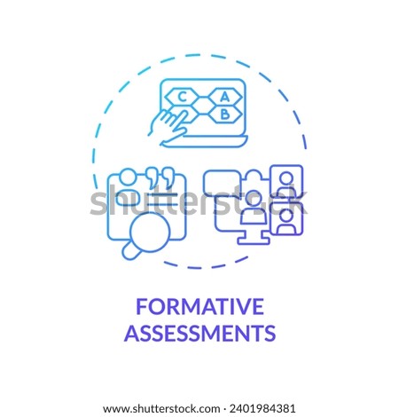 2D gradient icon formative assessments concept, simple isolated vector, MOOC blue thin line illustration.