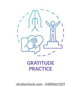 2D gradient icon gratitude practice concept, isolated vector, mindful entrepreneurship thin line illustration.