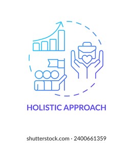 2D gradient icon holistic approach concept, isolated vector, mindful entrepreneurship thin line illustration.