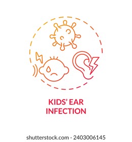 Icono de gradiente 2D niños de la infección de oreja, vector aislado, ilustración que representa a los niños padres con problemas de salud.