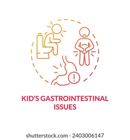 2D gradient icon kids gastrointestinal issues concept, isolated vector, illustration representing parenting children with health issues.