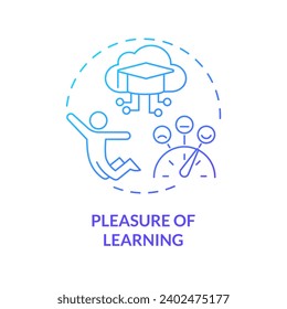 2D gradient icon pleasure of learning concept, simple isolated vector, MOOC blue thin line illustration.