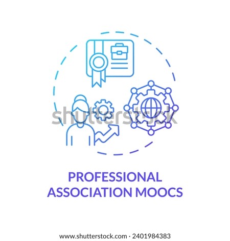 2D gradient icon professional association MOOCs concept, simple isolated vector, MOOC blue thin line illustration.