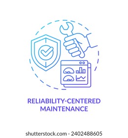 2D gradient icon reliability centered maintenance concept, isolated vector, predictive maintenance thin line illustration.