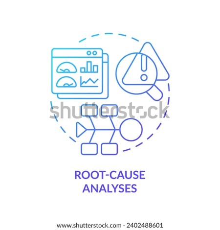 2D gradient icon root cause analysis concept, isolated vector, predictive maintenance thin line illustration.