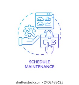 2D gradient icon schedule maintenance concept, isolated vector, predictive maintenance thin line illustration.