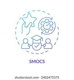 2D gradient icon SMOCs concept, simple isolated vector, MOOC blue thin line illustration.