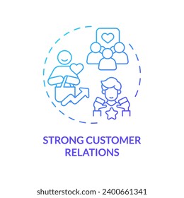 Icono de gradiente 2D fuerte concepto de relaciones con el cliente, vector aislado, ilustración de línea delgada de emprendimiento consciente.