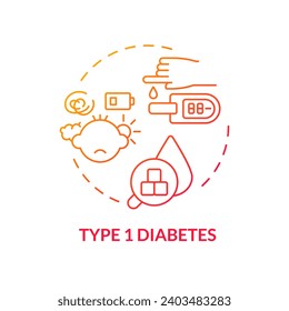 Icono de gradiente 2D concepto de diabetes tipo 1, vector aislado, ilustración que representa a los niños con problemas de salud.