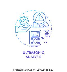 2D gradient icon ultrasonic analysis concept, isolated vector, predictive maintenance thin line illustration.