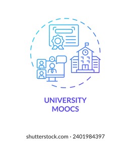 2D gradient icon university MOOCs concept, simple isolated vector, MOOC blue thin line illustration.