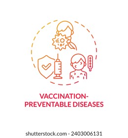 2D gradient icon vaccination preventable diseases concept, isolated vector, illustration representing parenting children with health issues.