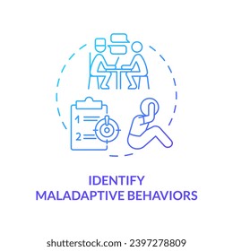 2D gradient identify maladaptive behaviors blue thin line icon concept, isolated vector, illustration representing behavioral therapy.
