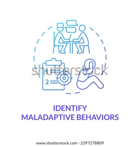 2D gradient identify maladaptive behaviors blue thin line icon concept, isolated vector, illustration representing behavioral therapy.