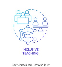Icono de enseñanza inclusiva de gradiente 2D, vector simple, ilustración de línea delgada que representa teorías de aprendizaje.