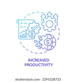 2D gradient increased productivity icon, isolated vector, foreign direct investment thin line illustration.