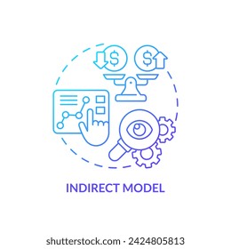 2D gradient indirect model icon, simple isolated vector, blue thin line illustration representing cash flow management.