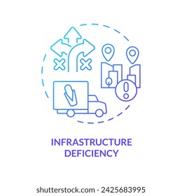 2D gradient infrastructure deficiency icon, creative isolated vector, thin line illustration representing agricultural clusters.