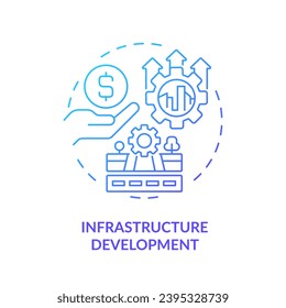 2D gradient infrastructure development icon, isolated vector, foreign direct investment thin line illustration.
